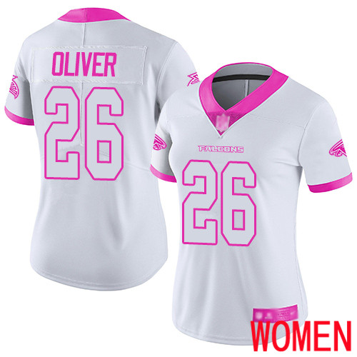 Atlanta Falcons Limited White Pink Women Isaiah Oliver Jersey NFL Football #26 Rush Fashion->atlanta falcons->NFL Jersey